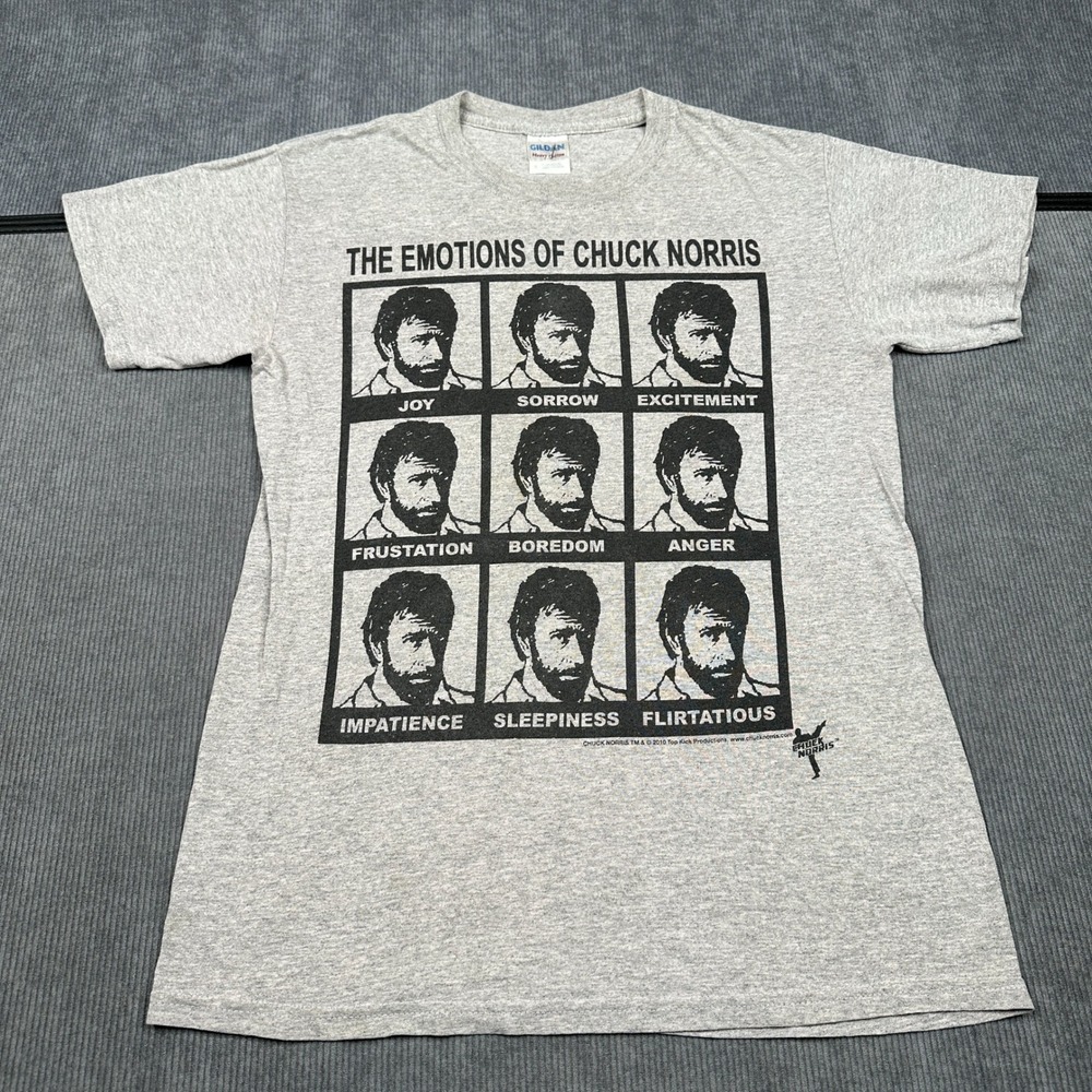 Chuck Norris Emotions Graphic T-Shirt Mens Small Gray 2010 Top Kick Tee
